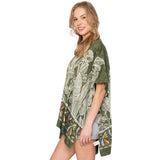 Leaf Print Cover Up Poncho