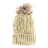Fuzzy Lined Fur Pom C.C Beanie