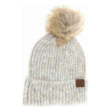 Soft Ribbed Fur Pom C.C Beanie