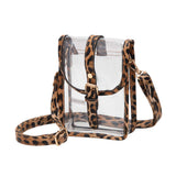 Faux Leather Belt Buckle Pointed Transparent Crossbody Bag