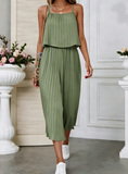 Spaghetti Strap Smocked Wide-Leg Jumpsuit