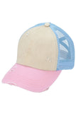 C.C 3 Tone Crossed Mesh Back Trucker Pony Cap