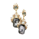 Emerald Cut Stone Accented Evening Earrings