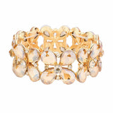 Floral Teardrop Glass Crystal Stretch Evening Bracelet