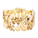 Glass Crystal Teardrop Floral Stretch Evening Bracelet