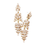 Marquise Crystal Cluster Drop Evening Earrings