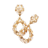 Marquise Round Stone Cluster Open Teardrop Evening Earrings