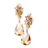 Marquise Stone Cluster Teardrop Dangle Evening Earrings