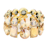 Round Emerald Cut Stone Stretch Evening Bracelet