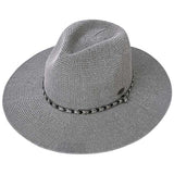 C.C Rhinestone Bugle Bead Trim Panama Hat