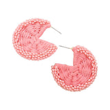 Raffia Wrapped Seed Beaded Round Earrings