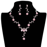 Flower Leaf Cluster Vine Rhinestone Necklace