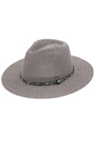 C.C Women's Multi Thread Rhinestone Trim Band Panama Hat