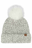 C.C Faux Fur Pom Boucle Cuff Beanie Winter Hat