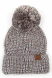 C.C Multicolor Feather Yarn Beanie With Pom