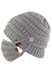 C.C Ribbed Knit Beanie With Mask Button