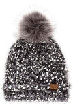 C.C Eyelash Confetti Yarn Knit Beanie With Pom