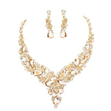 Round Teardrop Stone Accented Evening Necklace