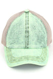 C.C STONEWASHED DENIM CRISS CROSS PONYCAP