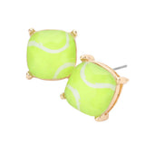 Tennis Ball Printed Square Stud Earrings