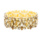 Marquise Floral Oval Crystal Cluster Stretch Evening Bracelet