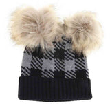 BABY Buffalo Check Double Pom C.C Beanie
