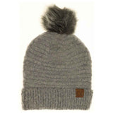 Solid Boucle Knit Pom C.C Beanie