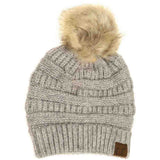 Mixed Soft Yarn Natural Pom C.C Beanie