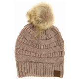 Mixed Soft Yarn Natural Pom C.C Beanie