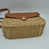 Woven Straw Flap Crossbody Bag – Chic Summer Shoulder Satchel