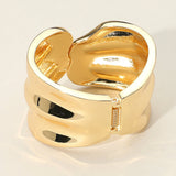 Sculpted Wavy Wide Metal Hinged Bangle Bracelet