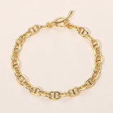 18K Gold Dipped Mariner Link Chain Toggle Bracelet