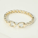 14K Gold Plated Interlocking Center Hinged Bangle Bracelet