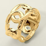 Bold Metal Sculptural Chain Link Hinged Bangle Bracelet
