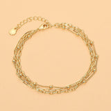 18K Gold Dipped Beaded Paperclip Chain Layered Bracelet