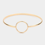 Open Metal Circle Accented Bangle Bracelet