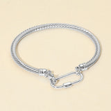 Carabiner Accent Twisted Cable Bangle Bracelet