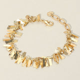 Metal Rectangular Plate Embellished Chain Bracelet