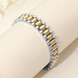 Gold Dipped Two Tone Stainless Steel President Jubilee Style Link Chain Bracelet