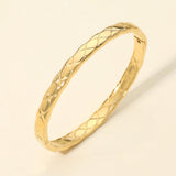Stainless Steel Crisscross Textured Hinged Bangle Bracelet