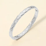 Stainless Steel Crisscross Textured Hinged Bangle Bracelet