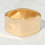 Bold Ribbed Metal Hinged Bangle Bracelet
