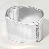Bold Ribbed Metal Hinged Bangle Bracelet