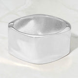 Bold Ribbed Metal Hinged Bangle Bracelet