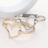 Women's Hammered Metal Heart Hook Bracelet