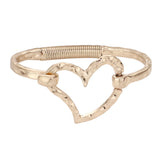 Women's Hammered Metal Heart Hook Bracelet