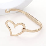 Women's Hammered Metal Heart Hook Bracelet