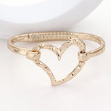 Women's Hammered Metal Heart Hook Bracelet