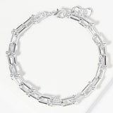 White Gold Dipped Metal Hardware Link Chain Bracelet