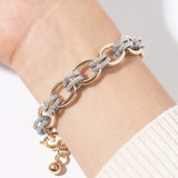 Gold Dipped Two Tone Twisted Link Chain Bracelet